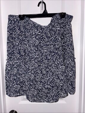 Navy & White Floral Tiered Skirt